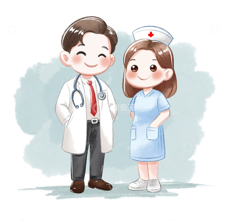 源文件下载【趣麦麦图】世界卫生日医生护士医护人员手绘插画