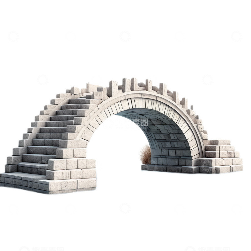 高清大图下载【趣麦麦图】3D立体真实石质拱桥中国风