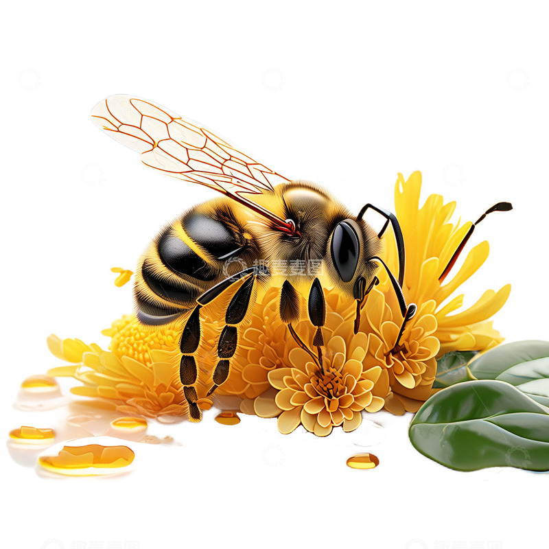 高清大图下载【趣麦麦图】3D立体真实蜜蜂蜂蜜营养