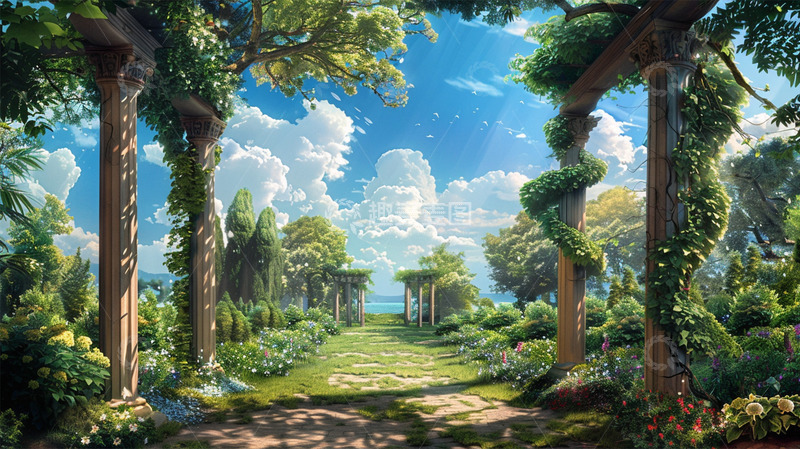 高清大图下载【趣麦麦图】春天植物蓝天白云唯美场景