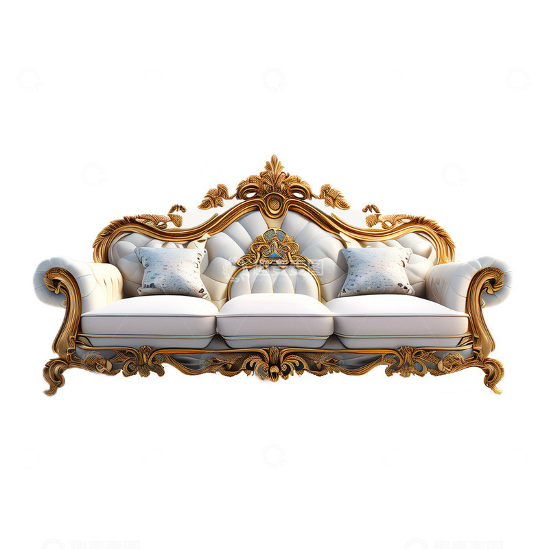高清大图下载【趣麦麦图】3D立体卡通沙发白色真实欧式皮革