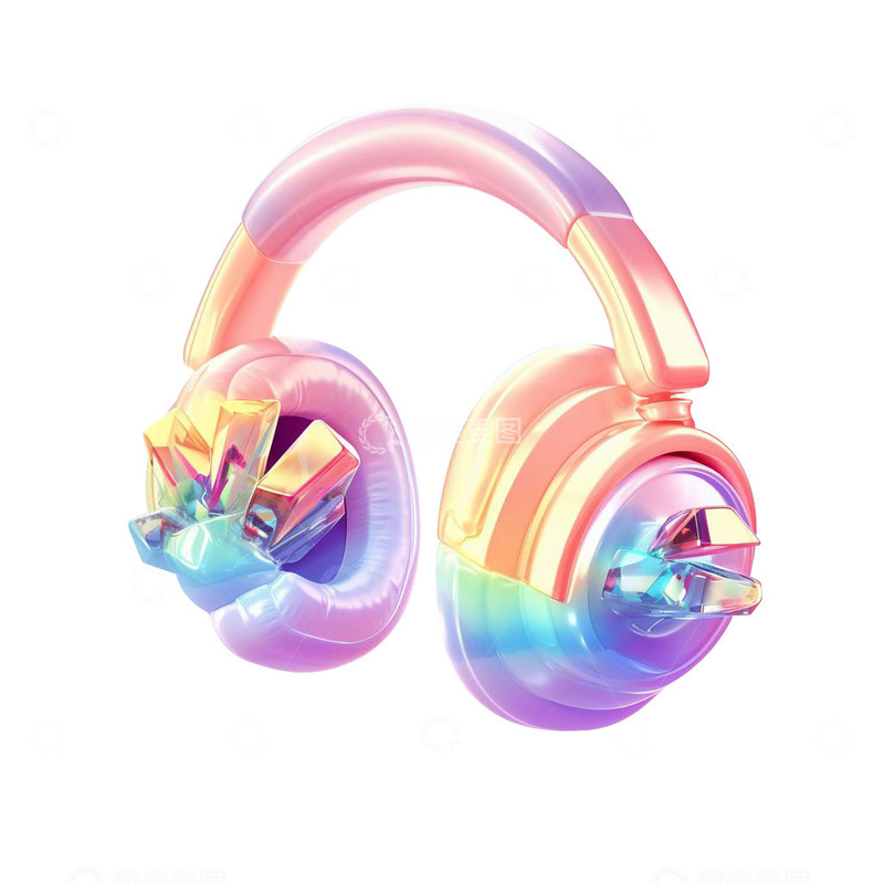 高清大图下载【趣麦麦图】炫彩手绘蓝牙耳机