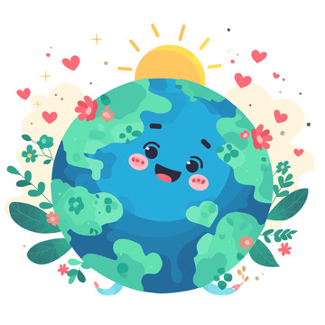 卡通可爱地球插画素材