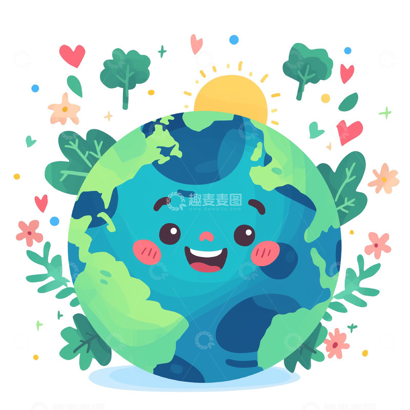 超可爱卡通插画地球