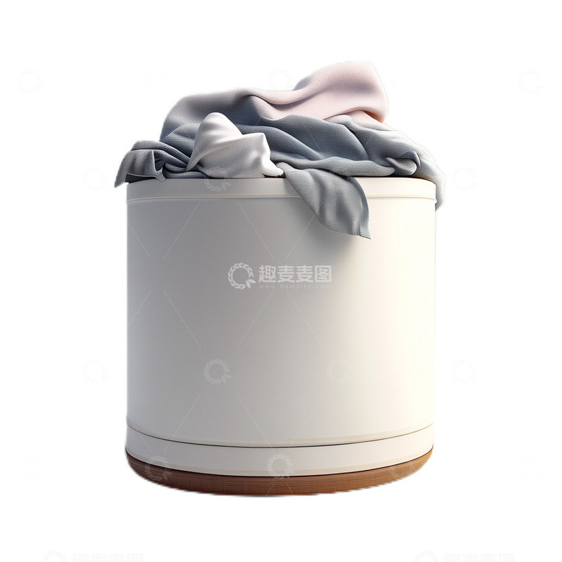 高清大图下载【趣麦麦图】3D立体真实脏衣篓家居衣服白色筐