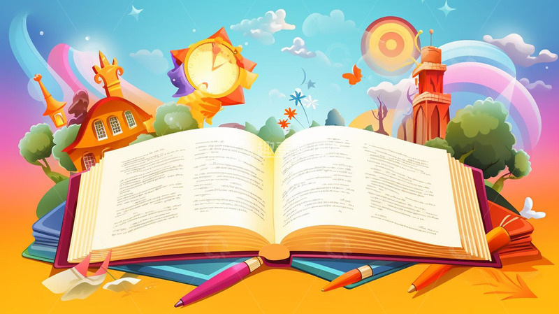 高清大图下载【趣麦麦图】可爱卡通书本读书日插画背景