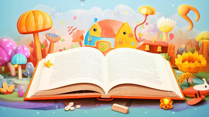 高清大图下载【趣麦麦图】梦幻可爱卡通书本读书日插画背景