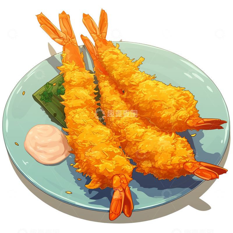 高清大图下载【趣麦麦图】油炸大虾美食