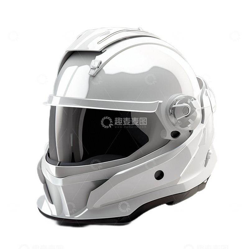 高清大图下载【趣麦麦图】3D立体真实头盔白色保护机车摩托