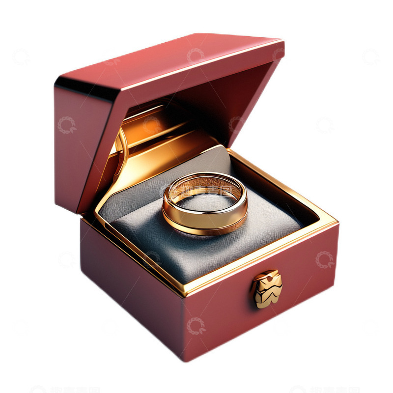 高清大图下载【趣麦麦图】3D立体真实戒指爱情礼物盒