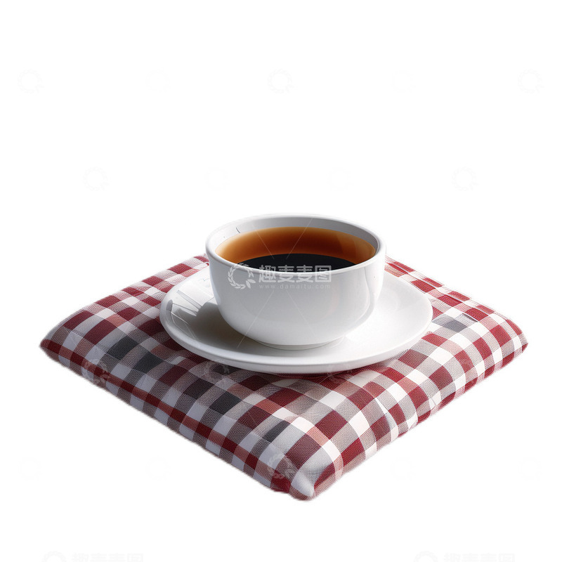 高清大图下载【趣麦麦图】3D立体真实格子布瓷杯茶叶