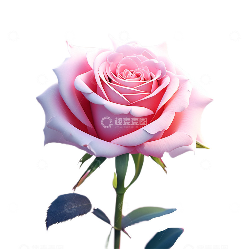 高清大图下载【趣麦麦图】3D立体真实玫瑰情人节花朵一支