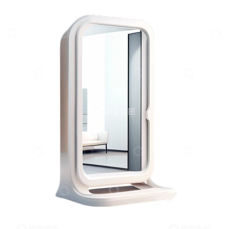 高清大图下载【趣麦麦图】3D立体真实穿衣镜镜子白色