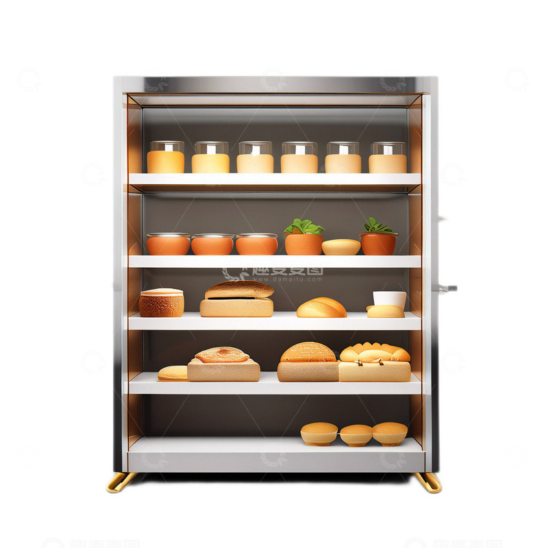 高清大图下载【趣麦麦图】3D立体真实甜品店面包柜摆架