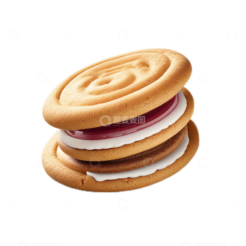 高清大图下载【趣麦麦图】3D立体真实饼干夹心甜品零食奶油