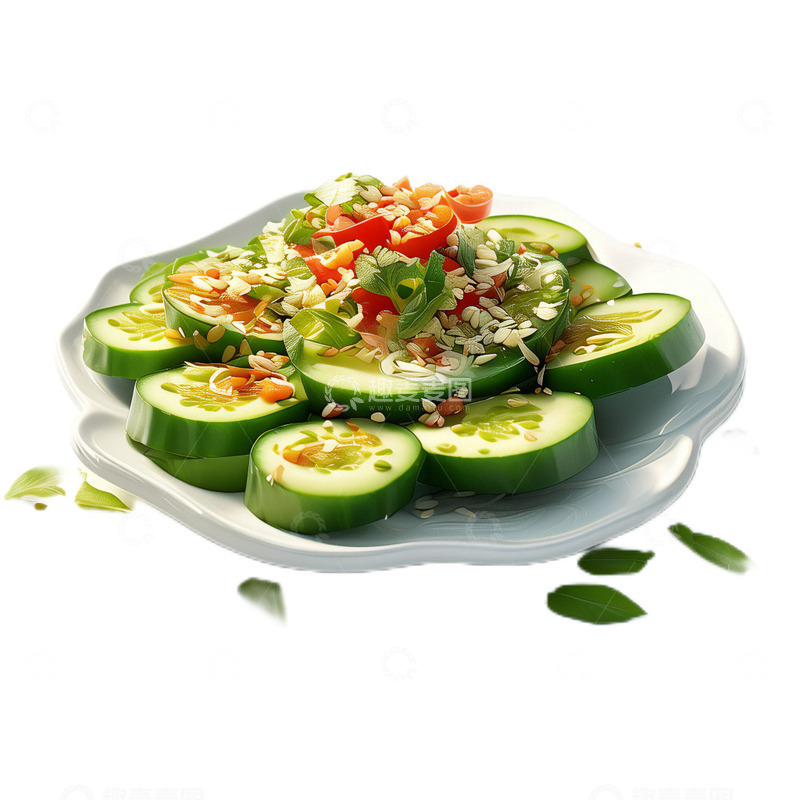 高清大图下载【趣麦麦图】3D立体真实凉拌黄瓜菜肴营养