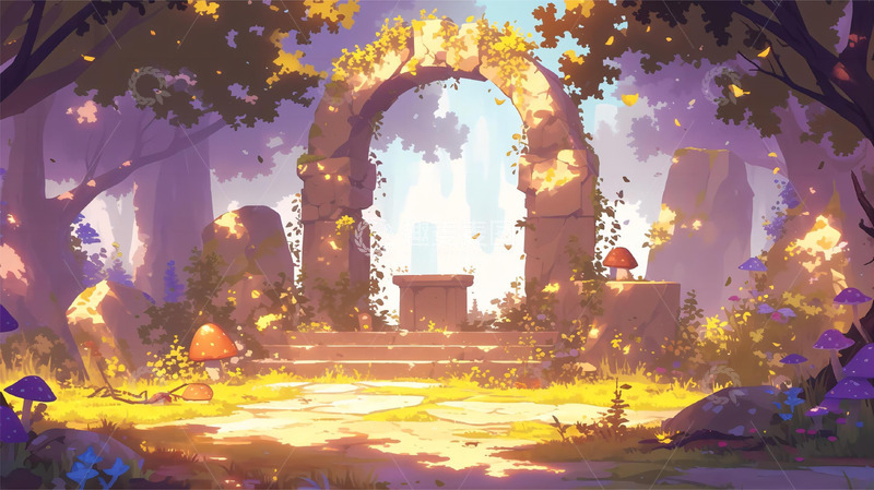 高清大图下载【趣麦麦图】-户外森系拱门背景