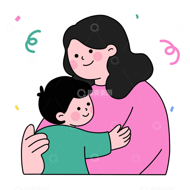 源文件下载【趣麦麦图】线条风爱在母亲节母爱免抠素材