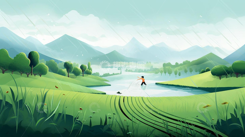 高清大图下载【趣麦麦图】蓝天白云草丛背景