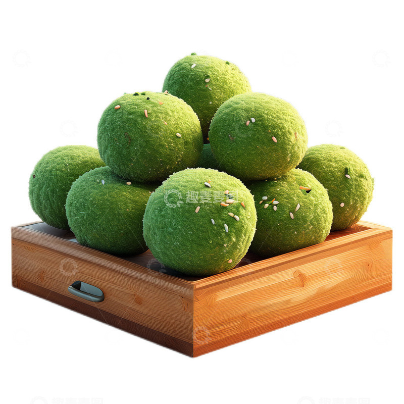 高清大图下载【趣麦麦图】3D立体真实青团清明节美食