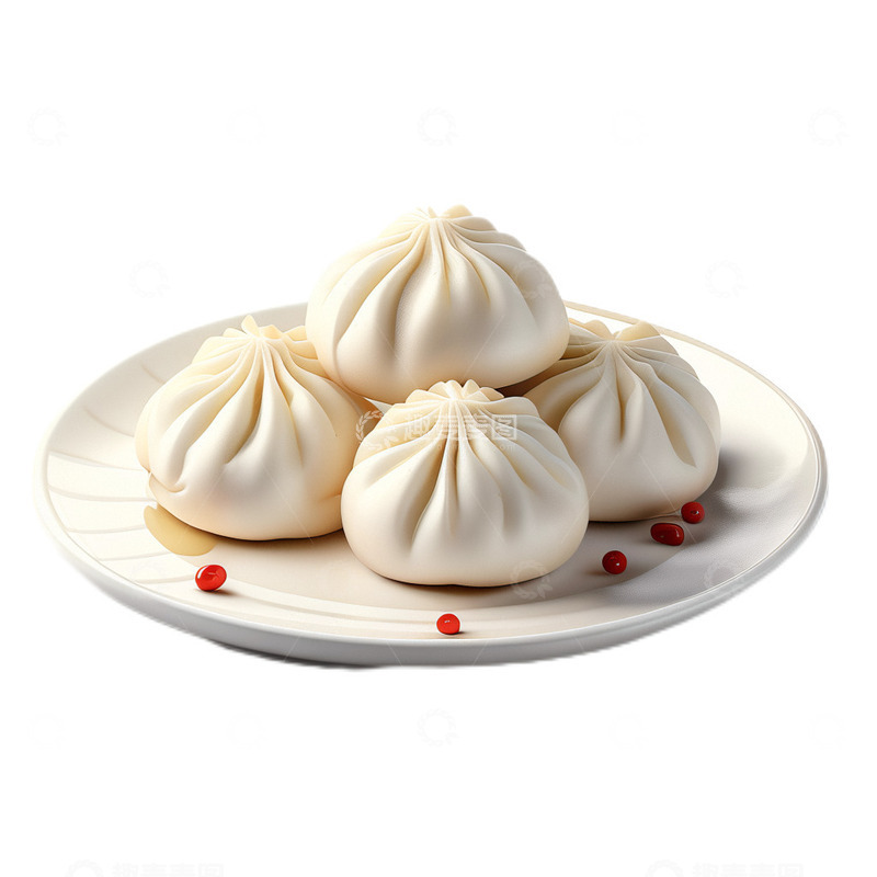 高清大图下载【趣麦麦图】3D立体真实包子美食中餐