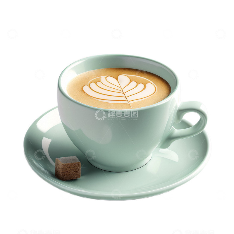高清大图下载【趣麦麦图】3D真实立体薄荷拿铁咖啡