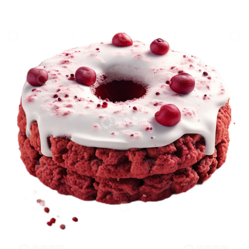 高清大图下载【趣麦麦图】3D真实立体蔓越莓奶酥甜品西餐