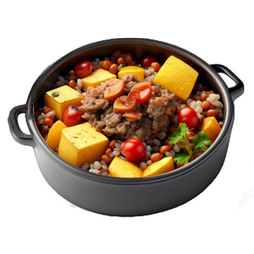 3D立体真实土豆牛肉煲仔饭中餐