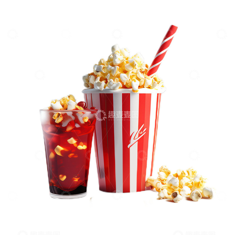 高清大图下载【趣麦麦图】3D立体真实爆米花零食可乐