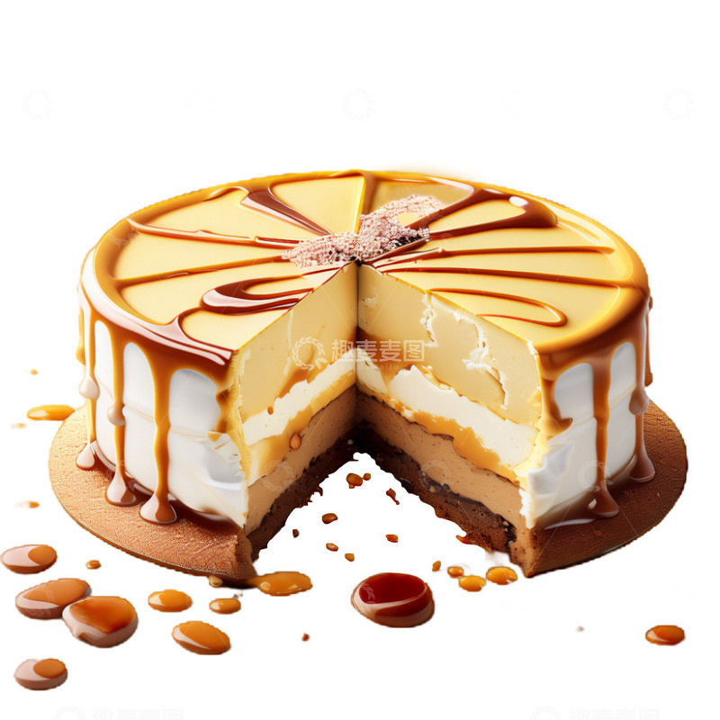 高清大图下载【趣麦麦图】3D真实立体焦糖芝士蛋奶油甜品