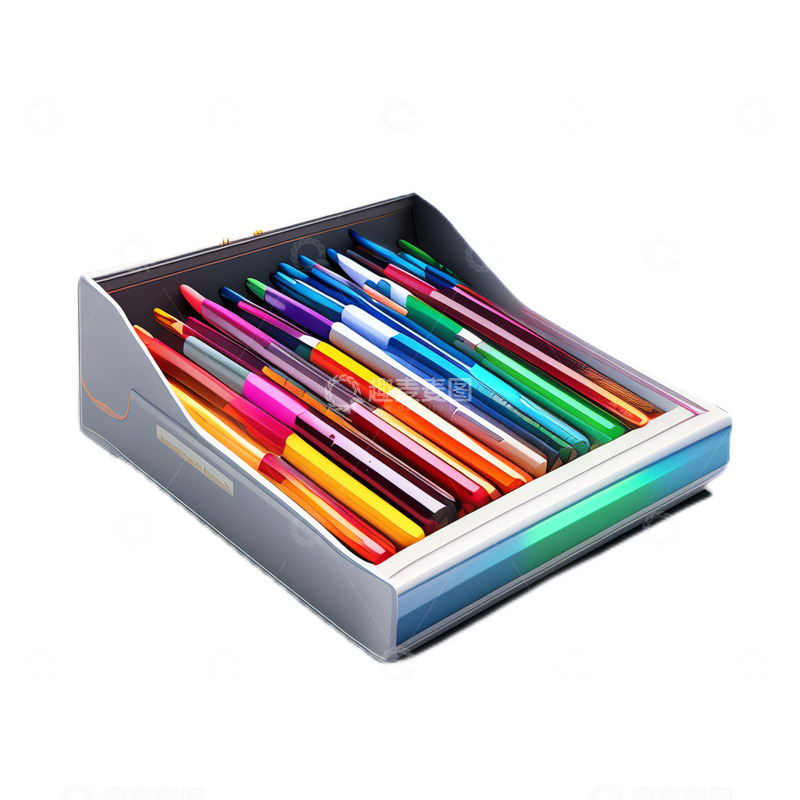 高清大图下载【趣麦麦图】3D立体真实彩笔儿童美术彩色笔盒子