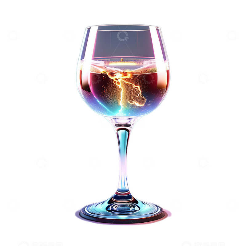 高清大图下载【趣麦麦图】3D立体真实闪电高脚杯杯子透明