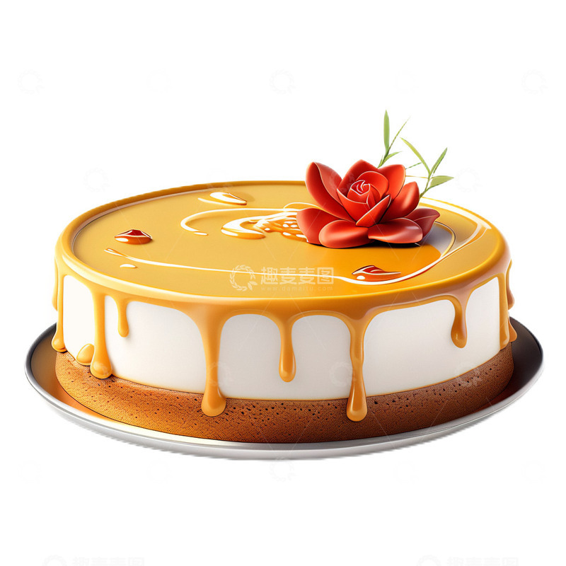 高清大图下载【趣麦麦图】3D真实立体焦糖芝士蛋糕