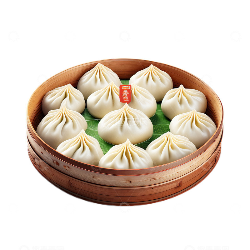 高清大图下载【趣麦麦图】3D立体真实灌汤包包子中餐