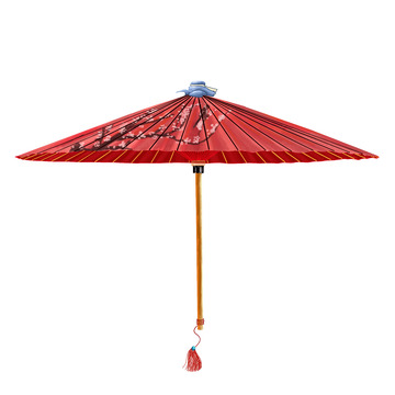 油纸伞古风雨伞谷雨节气红色手绘