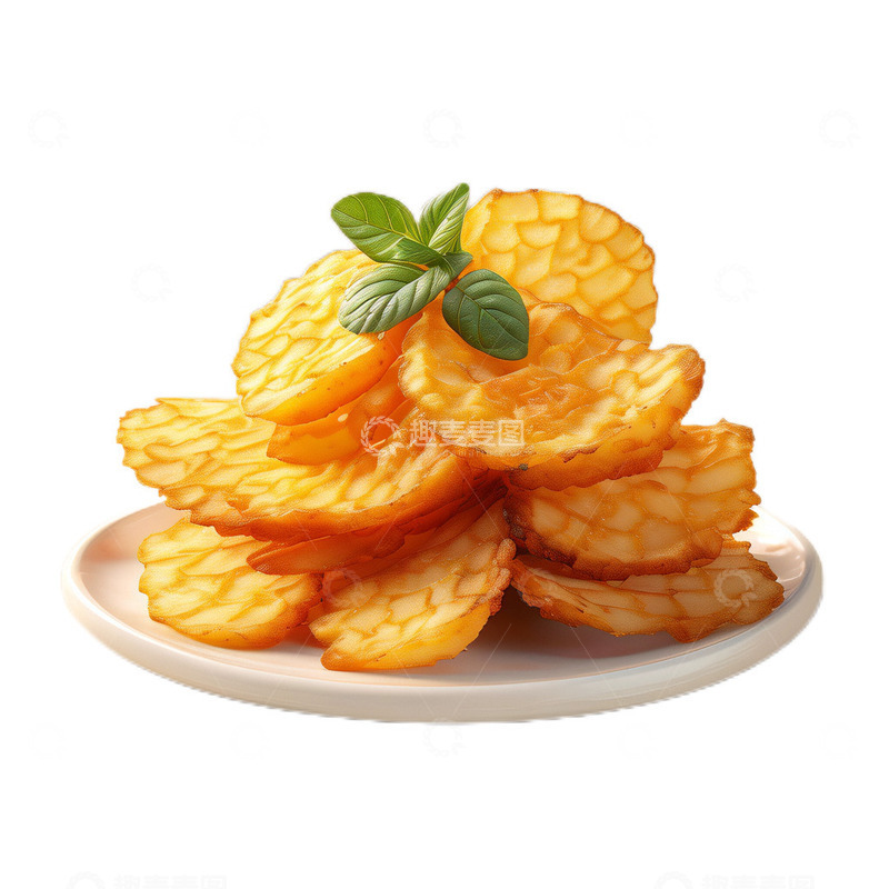 高清大图下载【趣麦麦图】3D真实立体薯片油炸美食零食快餐