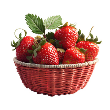 3D真实立体草莓篮子竹编新鲜