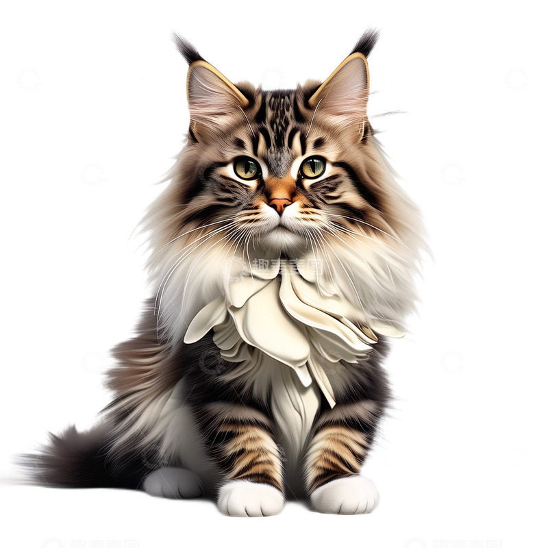 高清大图下载【趣麦麦图】3D真实立体缅因猫猫咪长毛