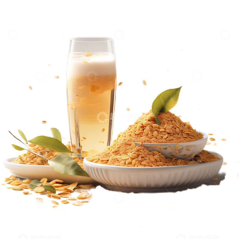 高清大图下载【趣麦麦图】3D真实立体桂花酒酿燕麦卡布夏日