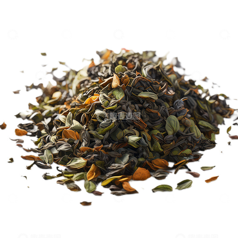 高清大图下载【趣麦麦图】3D真实立体一堆茶叶中国晒干