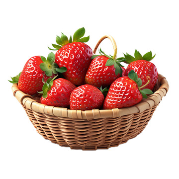 3D真实立体草莓篮子竹编