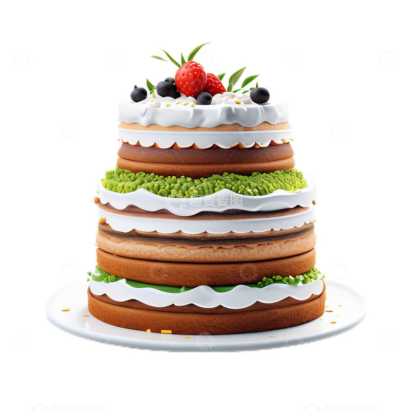 高清大图下载【趣麦麦图】-3D真实立体多层生日蛋糕
