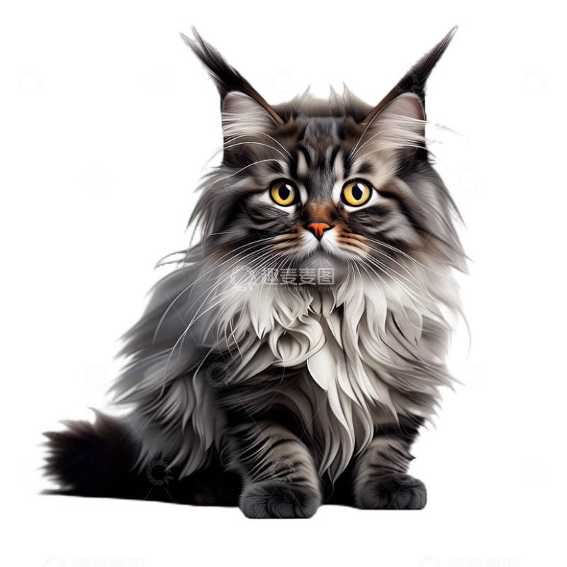 高清大图下载【趣麦麦图】3D真实立体缅因猫猫咪动物