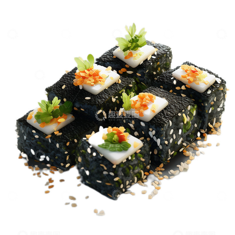 高清大图下载【趣麦麦图】3D真实立体海苔寿司快餐美味