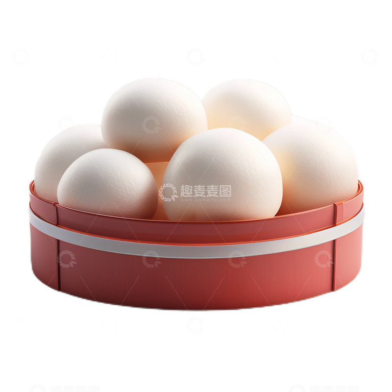 高清大图下载【趣麦麦图】3D真实立体一笼馒头食物饱腹