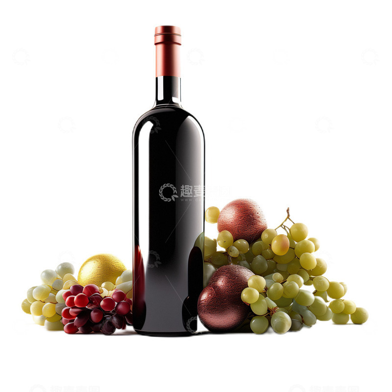 高清大图下载【趣麦麦图】3D真实立体红酒葡萄酒酒瓶