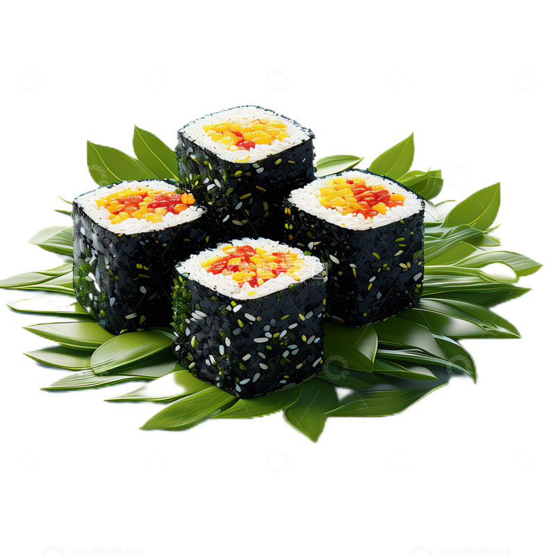 高清大图下载【趣麦麦图】3D真实立体海苔寿司快餐美味营养