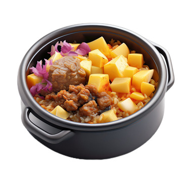 3D真实立体煲仔饭中餐美味土豆