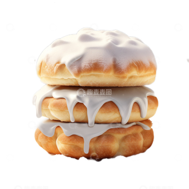 高清大图下载【趣麦麦图】3D真实立体奶油泡芙甜点