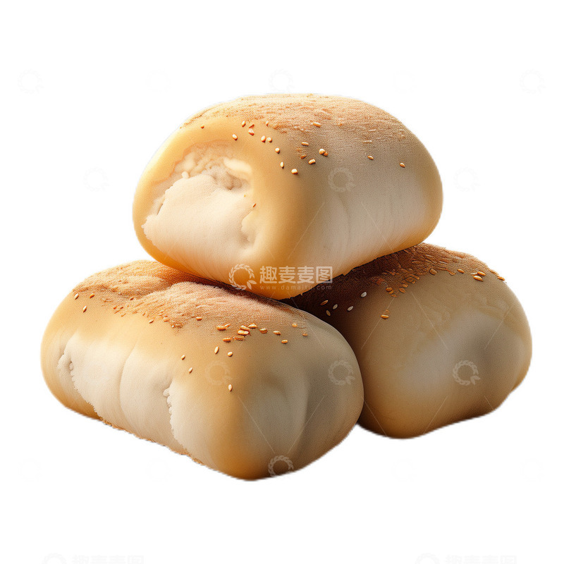 高清大图下载【趣麦麦图】3D真实立体麻薯面包速食
